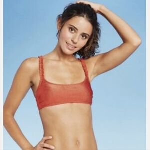 Xhilaration Rust Ruffle Strap Swim Bralette